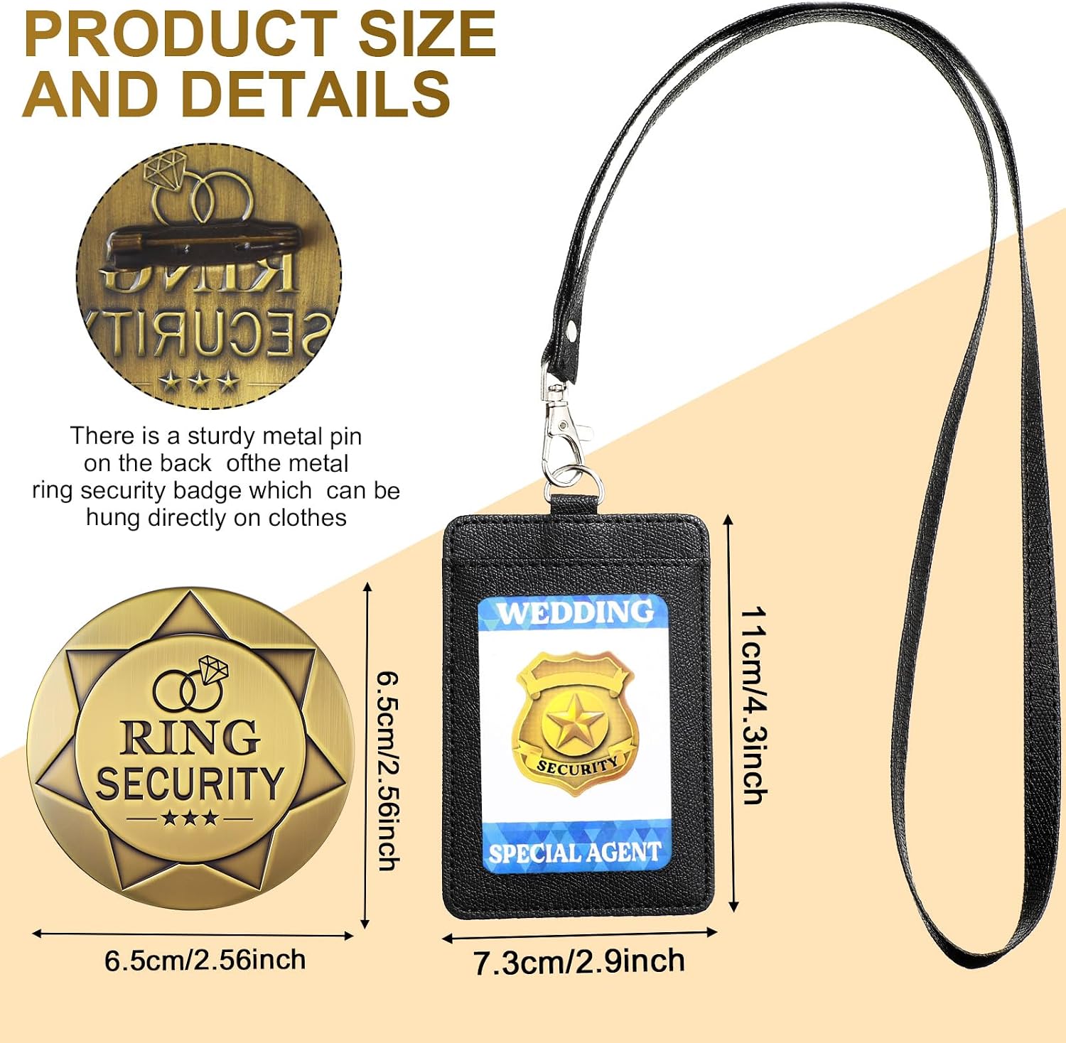 Gejoy Wedding Ring Security Box Bearer Suitcase with Earpiece Earplugs Headset and Sunglass Metal Ring Badge ID Card Holder
