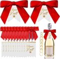 Wine Bottle Decorations Kit 50 Pcs Red Satin Ribbon Bows | Twist Tie Bows Champagne Bottle Wraps 50 "Cheers y'all" Tags and 50 Pins for Birthday Wedding Party & Holiday Decor Supplies