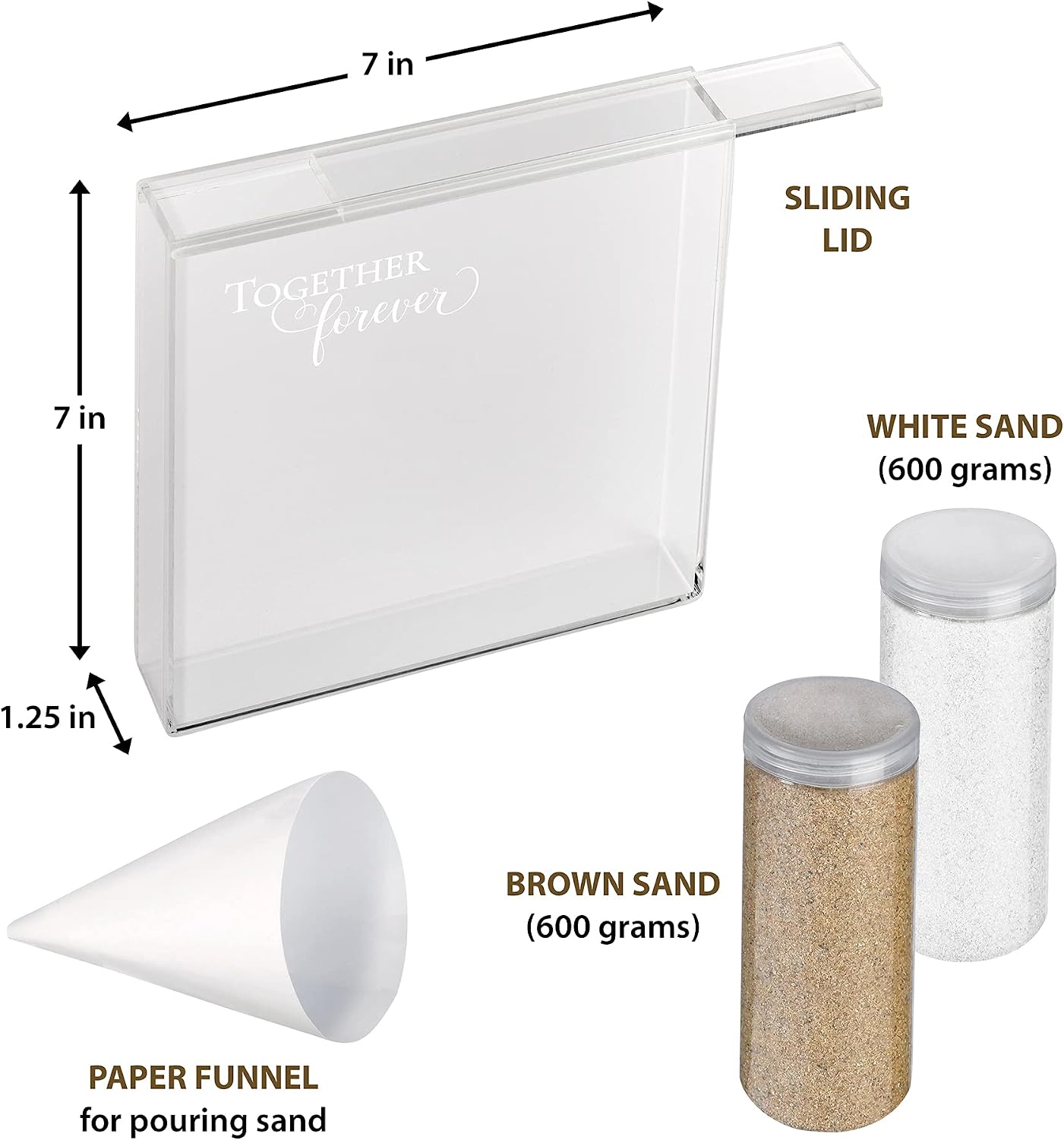 Lillian Rose W Acrylic Together Forever Unity Ceremony Set with 2 Containers of Colored Sand, 1.25", Clear (US852 TO)