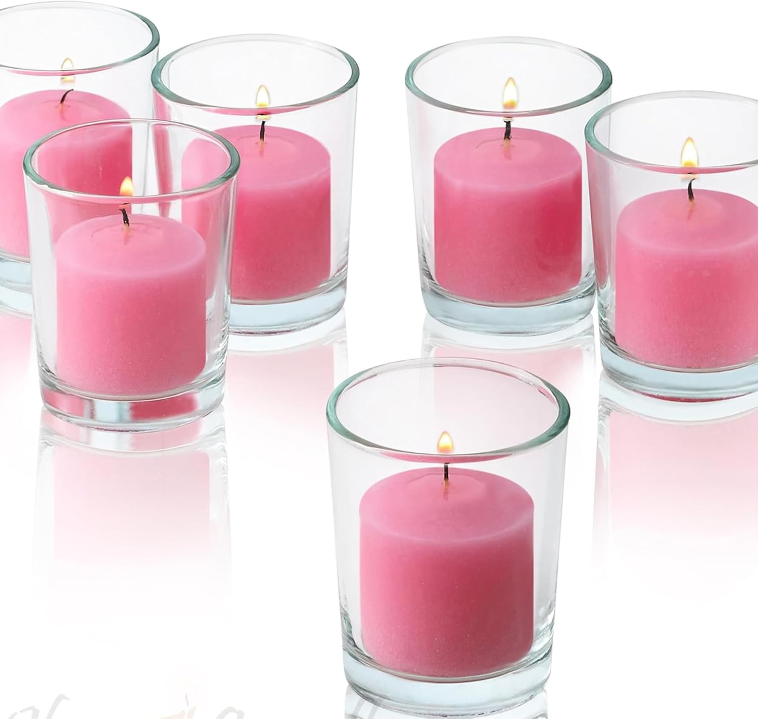 Pink Rose Garden Scented Votive Candles, Set of 12-1.25" Wax Candles for Home, Scented 10 Hour Burn Time - Aromatherapy, Spa Ambiance, Table Centerpieces & Home Décor