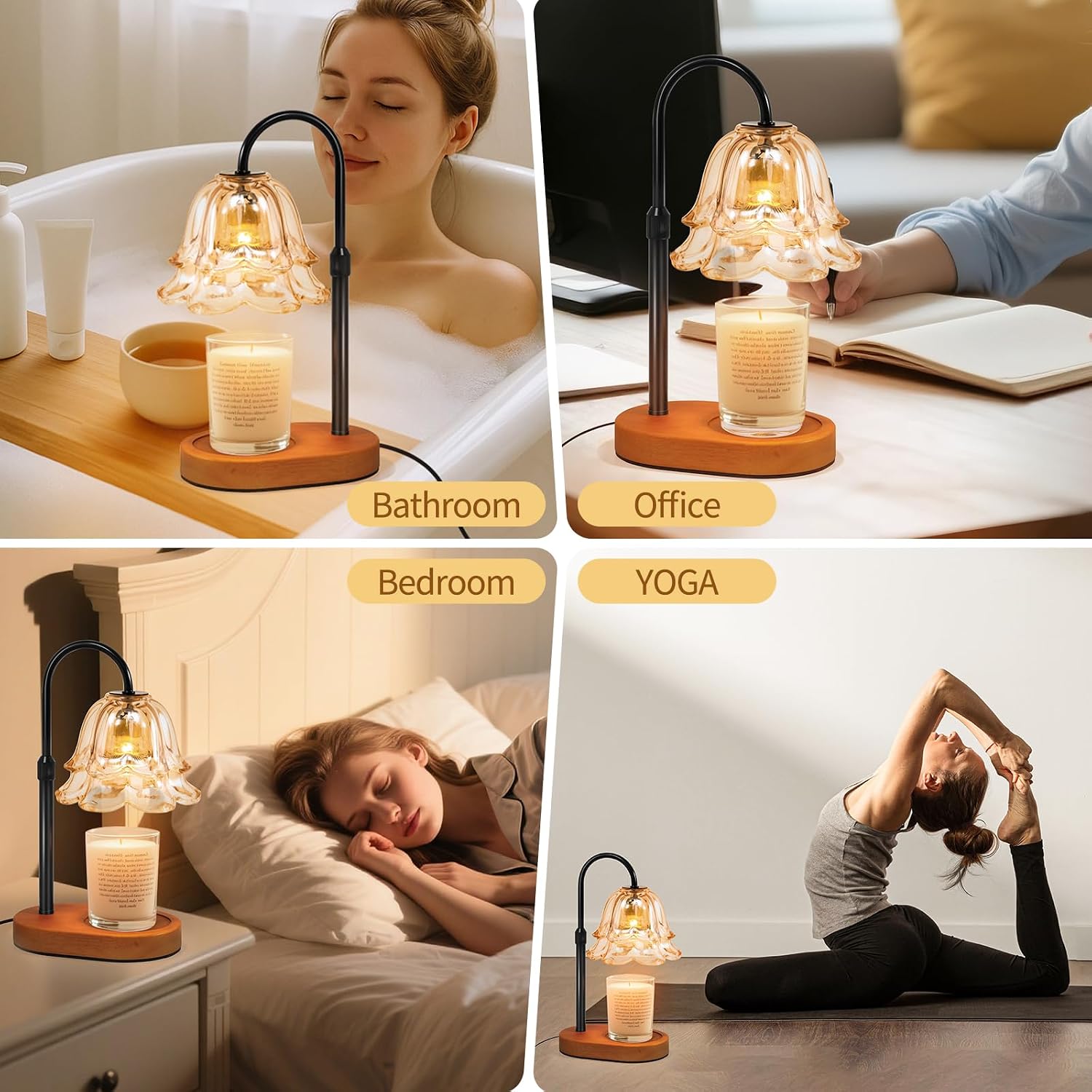 Flower Candle Warmer Lamp with Timer - Dimmable Electric Candle Warming Lamps, Adjustable Wax Melter Wamers Light for Jar Candles, Birthday Gifts for Women, Christmas New Home Decor