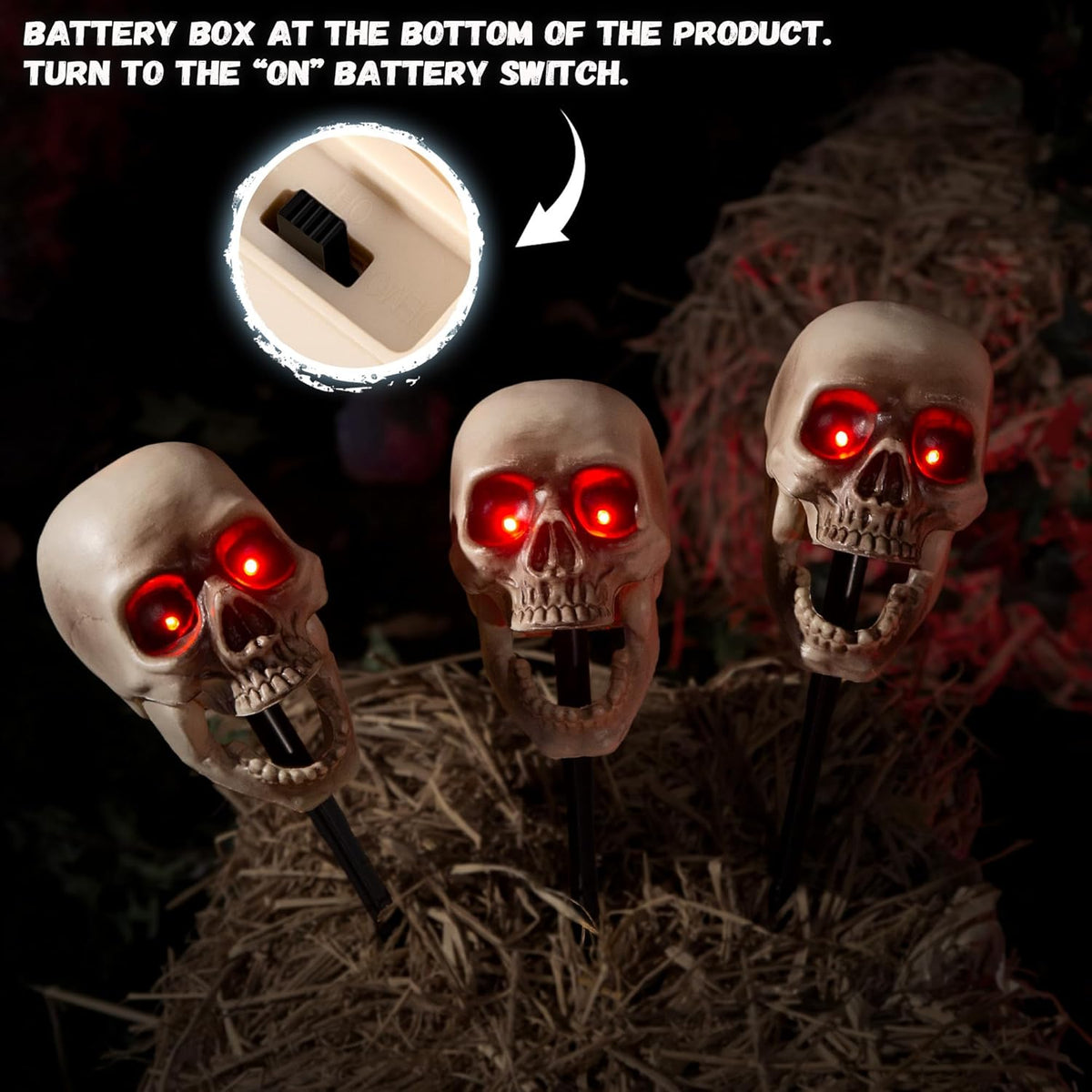 Halloween Animatronics Floating Scary Skull, Hanging Animated Decorations, Pa...