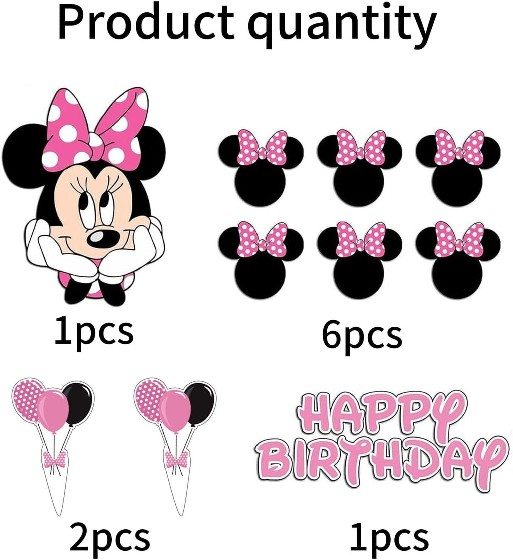 Birthday Cake Toppers, Cute Mouse Cake Decorations, Cartoon Themed Cupcake Topper, Birthday Party Supplies (Pink)