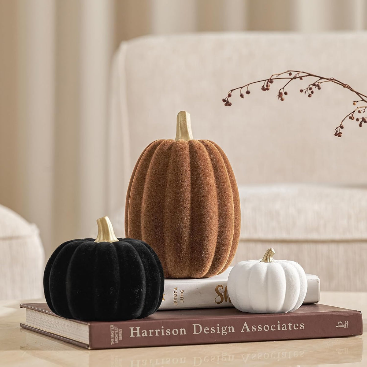 DN DECONATION 3 Pcs Fall Pumpkin Decorations, Artificial Pumpkin for Home