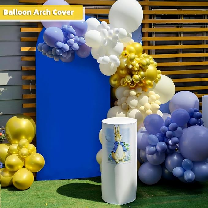 HEMMOTOP Blue Arch Cover 7.2 ft (No Arch Backdrop Stand), Spandex Wedding Balloon Stretchy Arch Backdrop for Photo, Round Top Stand Covers for Party Birthday Baby Shower Anniversary Decoration