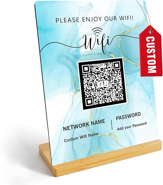 Personalized Custom Metal QR Code Sign Venmo Cashapp Scan to Pay with Stand Instagram Facebook Social Media QR Signs Bar Code QR Plaque Print for Business Salon Beauty Store Restaurant Wifi Sign (W4)