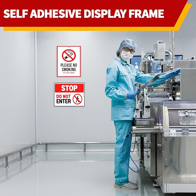 Rigid Magnetic Sign Holder 8.5 x 11 - Clear Plastic Magnetic Frames for Refrigerator Top Loaders Wall Sign Holder, Self Adhesive Frames for Walls Door Window Magnetic Picture Frame 10 Pack