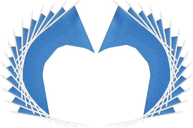 12 Pack Blue Pennant Flags Small Mini Hand Held Solid Color Pennant On Sticks Flags with 12.6"Solid Pole & Spear Top,Party Events Celebration,School,Grand Opening,Kids Birthday,Sports Clubs,Flower Pot