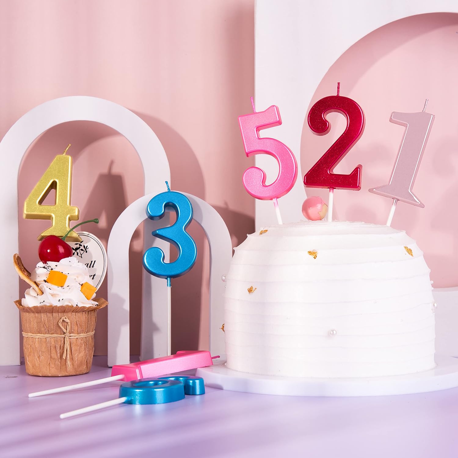 PHD CAKE 2.76 Inch Modern Gold 2 Number Birthday Candles, Gold Number Candles, Cake Number Candles, Party Celebration