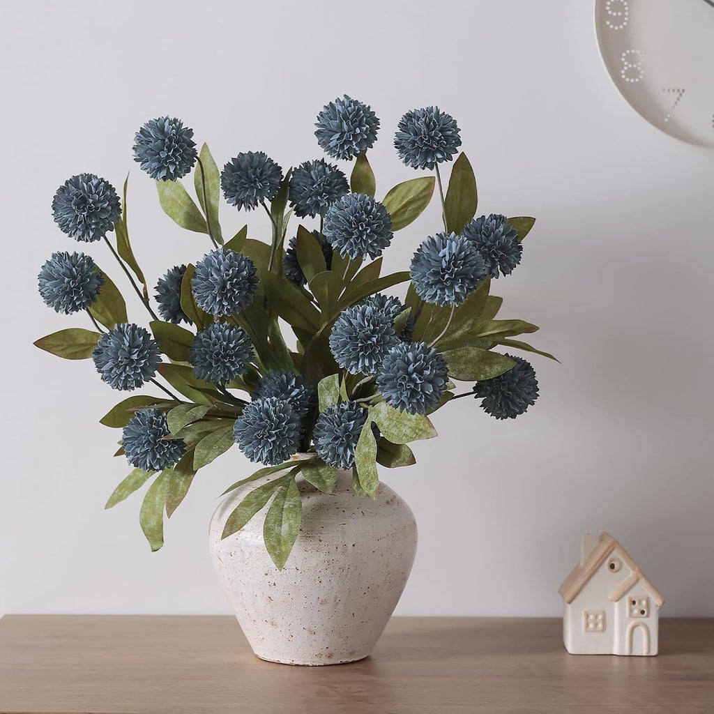 27"artificial pompon mum silk flower stems for vase, package contents