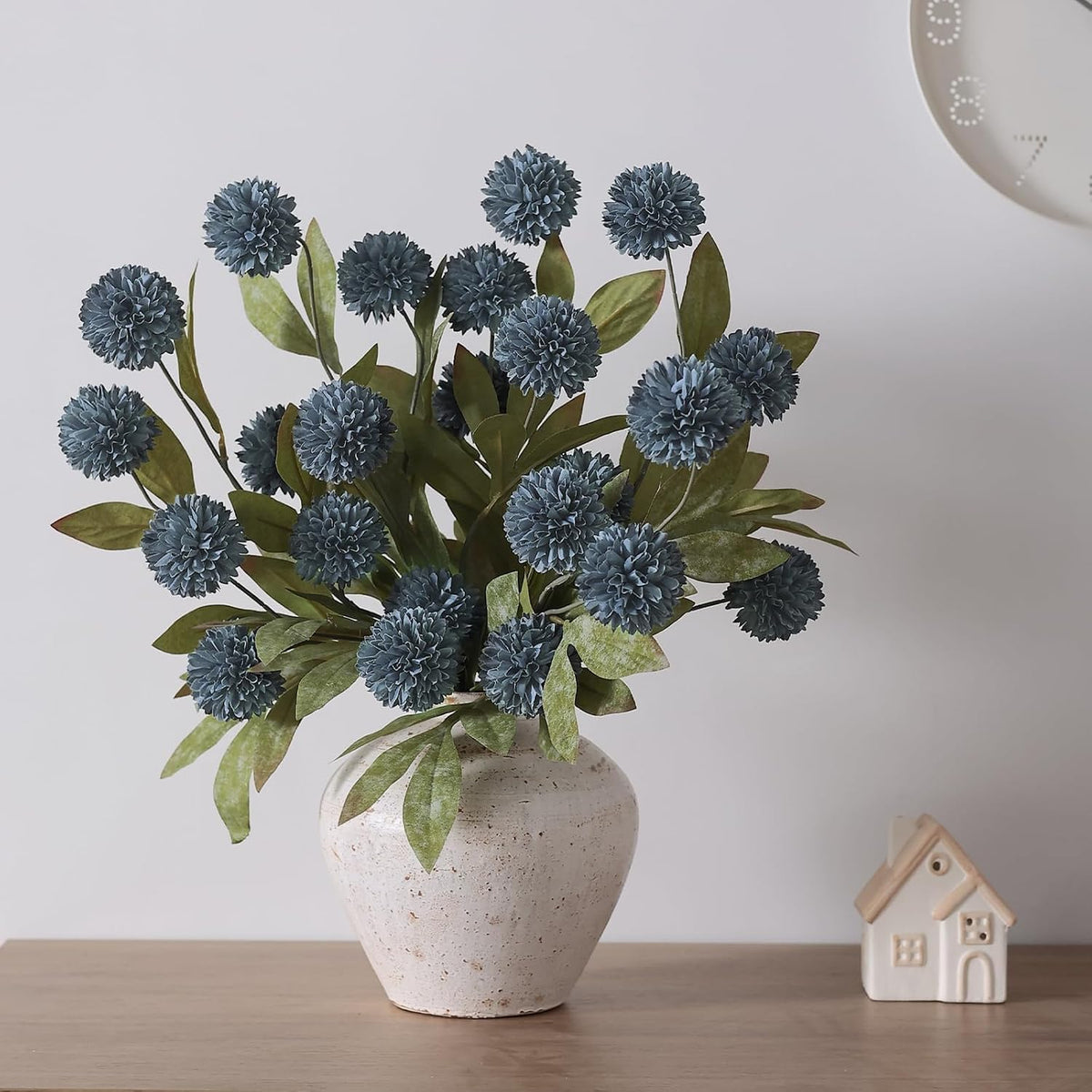 27"artificial pompon mum silk flower stems for vase, package contents