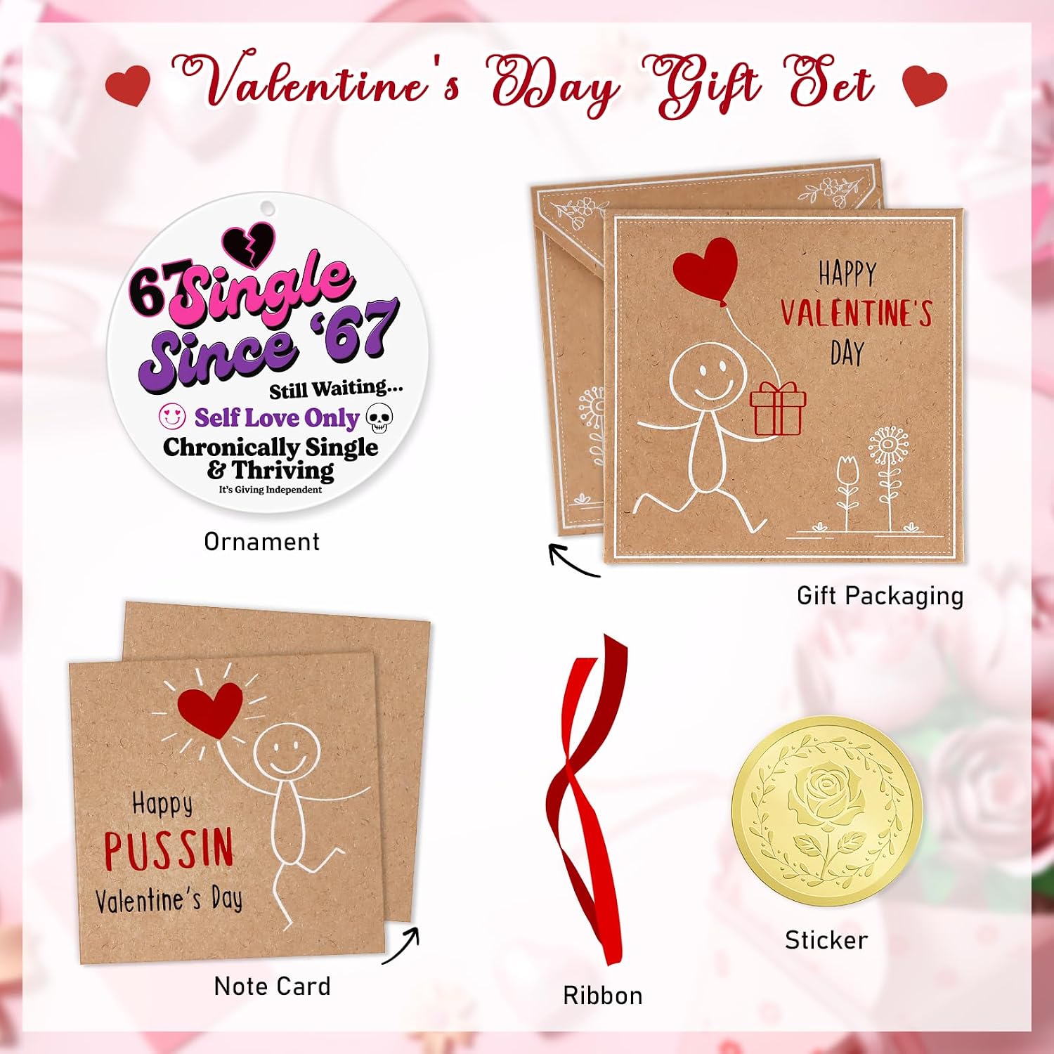 SICOHOME Funny Valentines Day Gifts - Trendy Single Six Seven Meme 67 Ornament for Gen Z Teens Girls Boys Acrylic Self Love Slang Viral Gag Gifts Anti Valentines Day Keepsake Keychain Car Home Decor