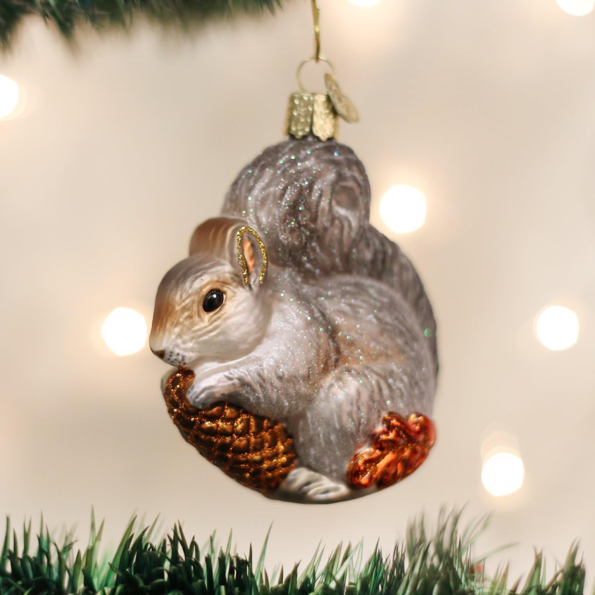 Old World Christmas Hungry Squirrel Glass Blown Ornament for Christmas Tree, Handcrafted Holiday Decoration, Wildlife Animal Collection