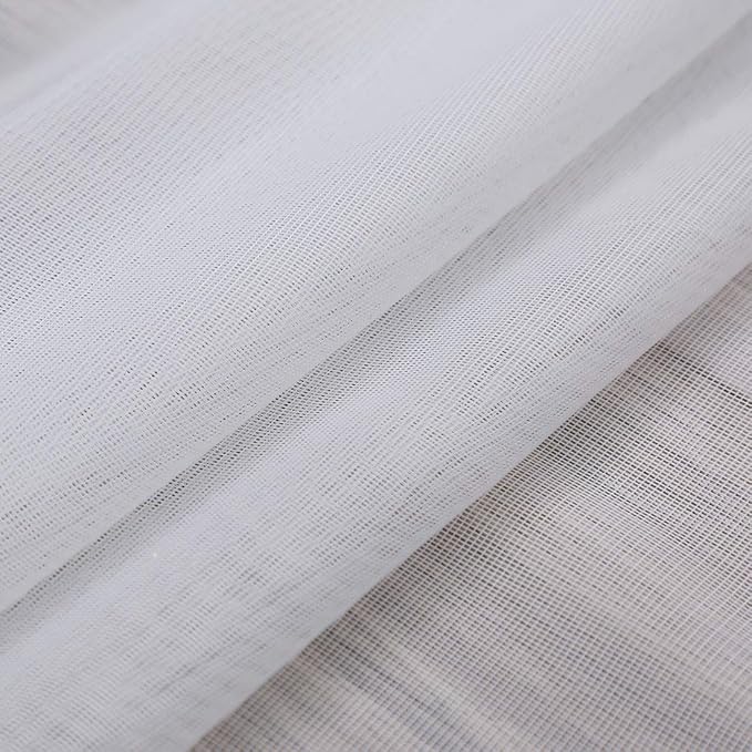 78" Vintage Sheer Voile Elegant Linen Fabric Touch Rod Pocket Tulle Backdrop Curtains Door Curtain for Farmhouse Bedroom Living Room Modern Drapes Decor, 2 Panels, 78 inch Length, White