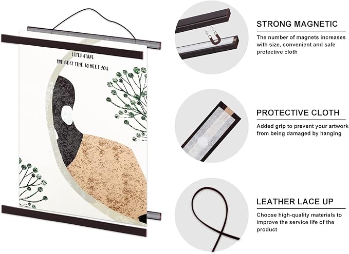 13x19 13x18 13x22 Poster Frame, Magnetic Light Wood Wooden Frame Hanger for Photo Picutre Canvas Artwork Art Print Wall Hanging (1 Pack, 13", Walnut)