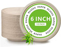 Disposable Paper Plates, 6 inch Heavy Duty Paper Plate, Soak and Cut Proof, Natural Biodegradable Bagasse Plates for Microwave, Dinner, Party, Picnic,125 Pack