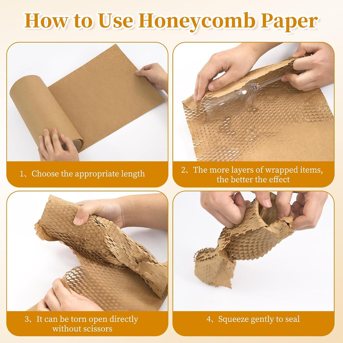 brown honeycomb packing paper 2 rolls, 15 x on a desk or shelf