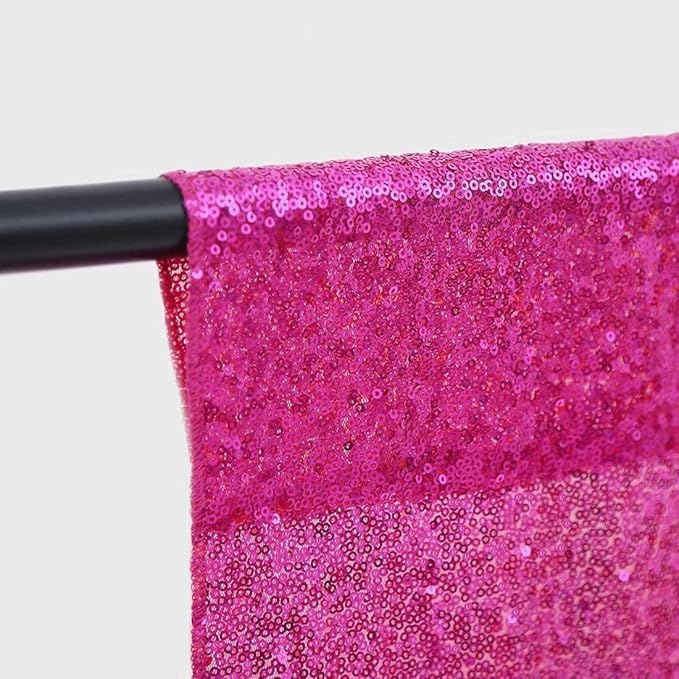 JYFLZQ Hot Pink Sequin Backdrop Curtain 8x8ft(WxH) 1 Panel Fuchsia Glitter Photo Booth Photography Backdrop Background Shimmer Wall Backdrop Party Decorations