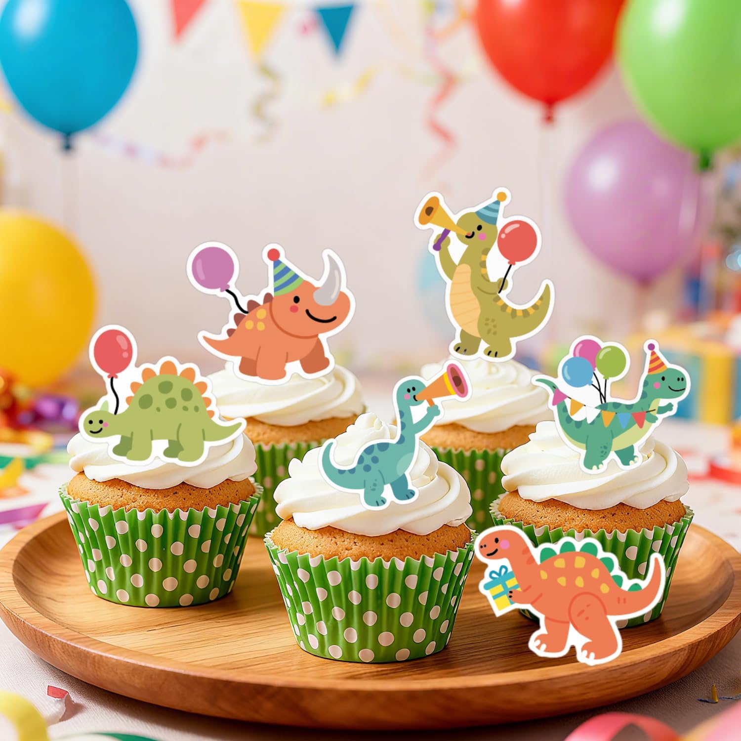 ALISSAR 36 Pcs Dinosaur Cupcake Toppers, Dino Cake Toppers for Birthday Party Decor, Baby Shower, Rex Theme - Dinosaur Cake Decorations, Dino Party Supplies