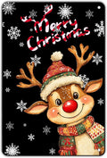 Christmas Reindeer Metal Tin Sign - Merry Christmas Sign for Outdoor & Indoor Decoration - 8x12Inch