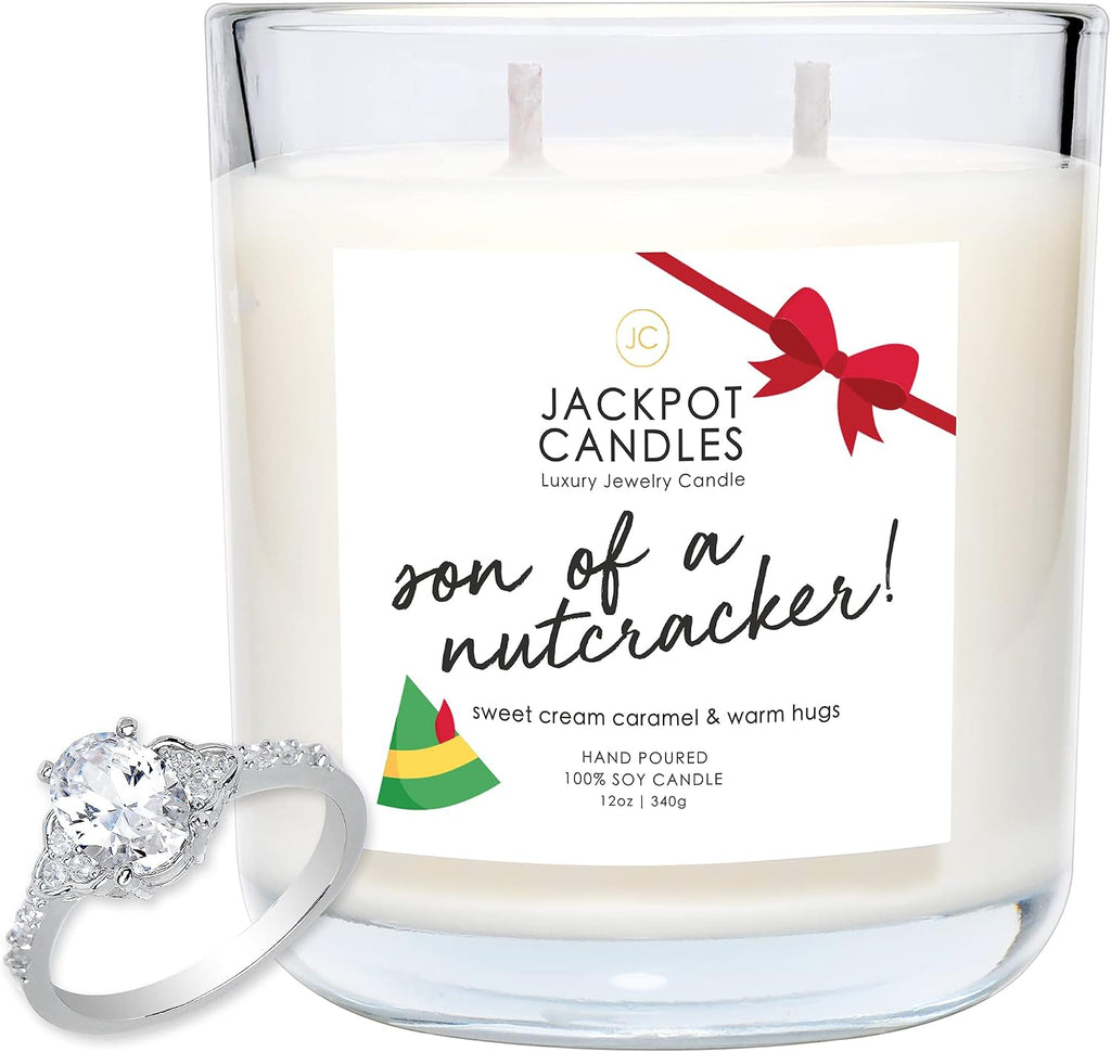 Jackpot Candles Christmas Son of a Nutcracker Candle with Ring Inside (Surprise Jewelry Valued at 15 to 5,000 Dollars) Ring Size 9
