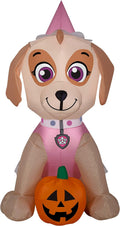 gemmy airblown skye w/pumpkin nick, 3 ft tall, main product view