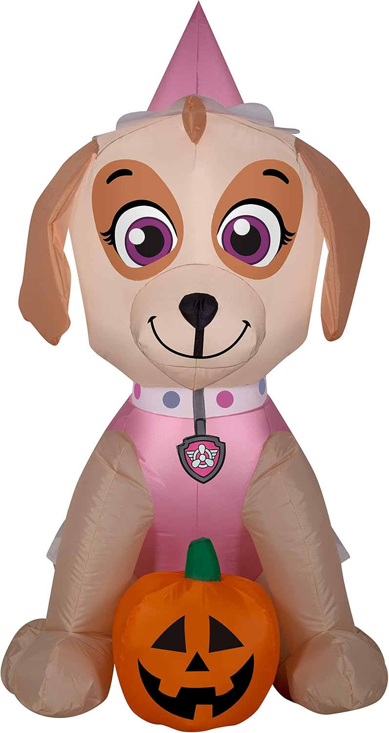 gemmy airblown skye w/pumpkin nick, 3 ft tall, main product view