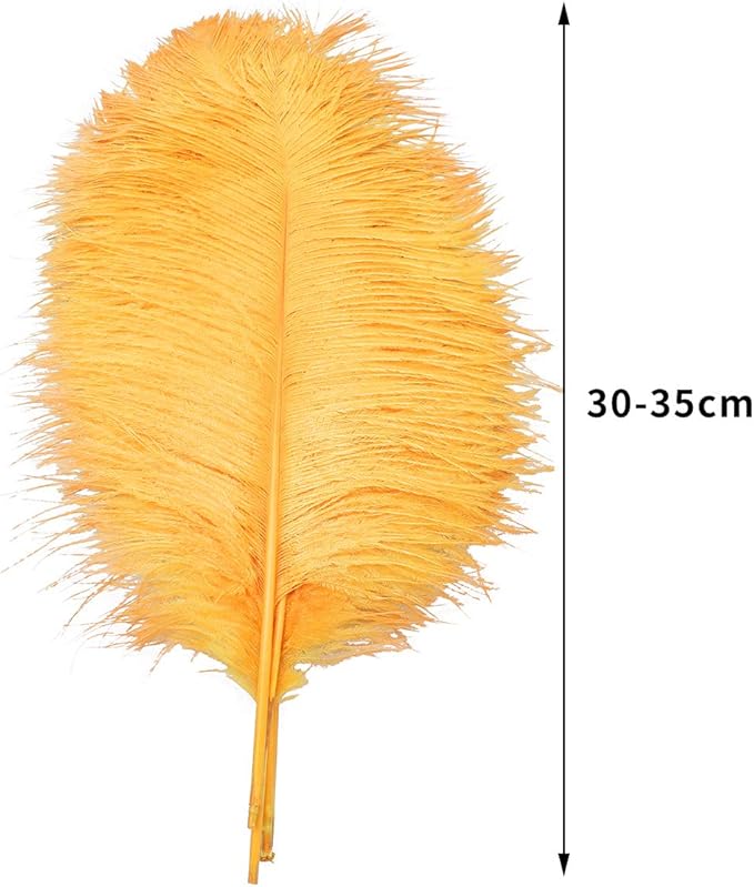 12pcs Natural Luxury Gold Ostrich Feathers 12-14inch (30-35cm) for Wedding Party Centerpieces，Flower Arrangement and Home Decoration.