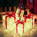 set of 4 christmas lighted gift boxes, red, main product view