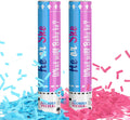 POPUPARTY 2 Pack Gender Reveal Confetti Cannon | 1 Pink & 1 Blue - Biodegradable Confetti Party Supplies Poppers, Ideal for Baby Boy or Girl Gender Reveal Decoration