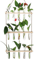 YIBOT Propagation Stations,3 Tiered of Propagation Tubes with Wooden Stand,Mini Glass Test Tubes Vase,Plant Terrarium for Hydroponic Home Garden Office Decor, Gardening Gift for Women Plant Lover