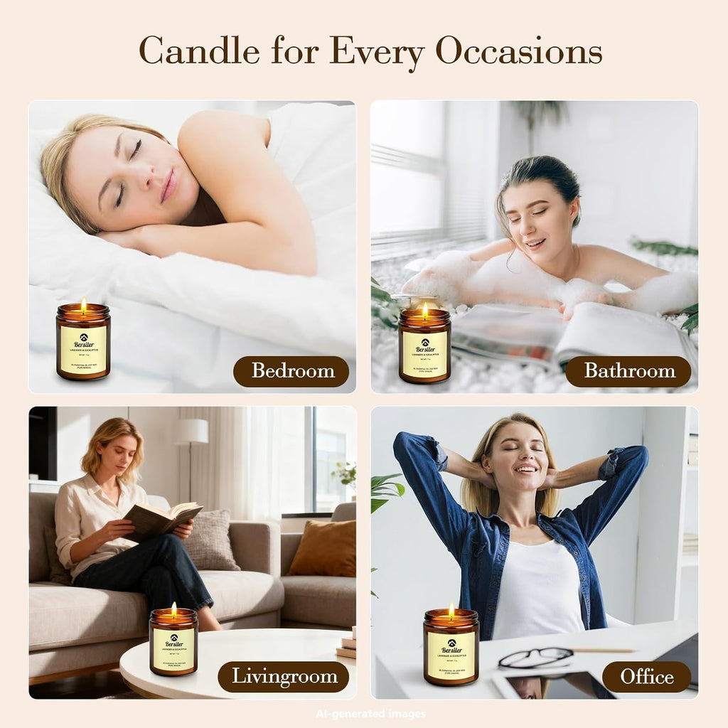 Aromatherapy Candles, Scented Candles, 7OZ Lavender Eucalyptus Candles Stress Relief and Relax for Home & Bedroom Gift for Women Birthday Christmas, Soy Wax Candle