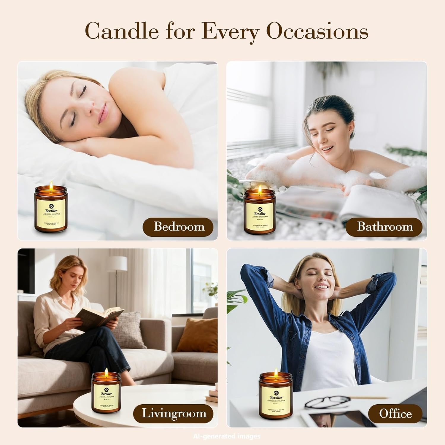 Aromatherapy Candles, Scented Candles, 7OZ Lavender Eucalyptus Candles Stress Relief and Relax for Home & Bedroom Gift for Women Birthday Christmas, Soy Wax Candle