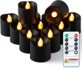 Homemory 12Pack 400+Hour Remote Control Flameless Candles, 2/4/6/8H Timer Led Votive Candles, Battery Operated Tea Lights for Wedding Table Centerpiece, Holidays, Halloween Pumpkins-Black Base