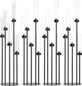 39.8''Matte Black Candle Holder with Acrylic Shades Tall 5 Arm Candelabra Black Table Centerpiece for Wedding Living Dining Room Fireplace Decoration Fit 0.98''LED Taper Candle