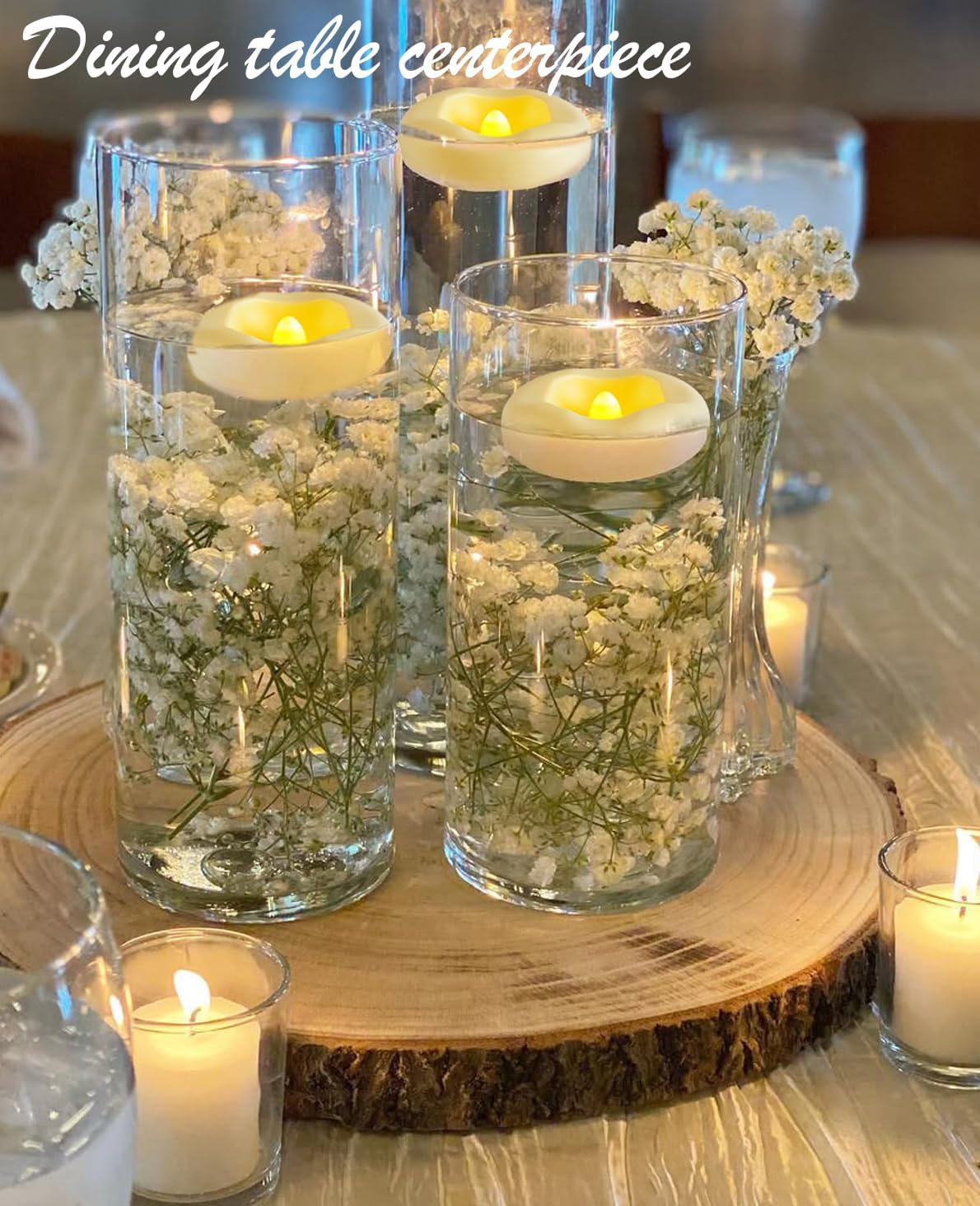 Floating Candles, Water Activated Flameless LED Tea Lights, Waterproof Battery Operated Candles for Wedding Centerpieces, Glass Cylinder Vases, Pool Decoration, Home Decor, 24 Pack, 200 Hours