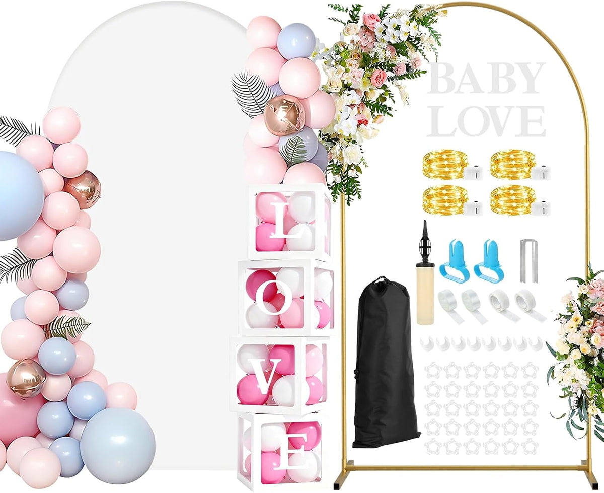 7.2ft wedding arch backdrop stand and white cover, main product view