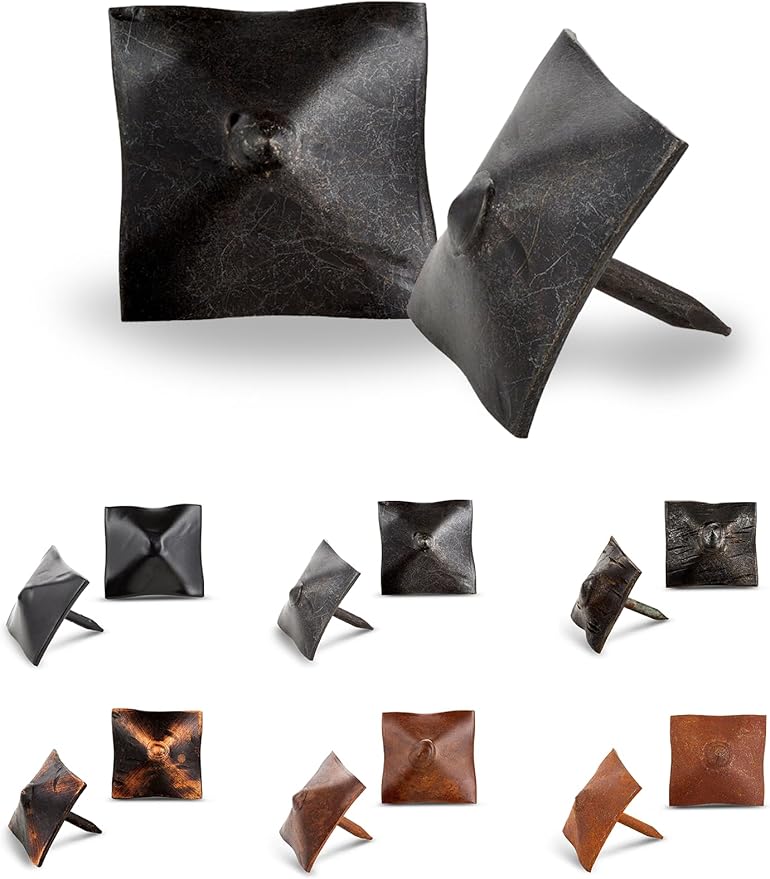 25 Pack 1" Square Head Iron Clavos Decorative Nails – Sealed Unfinished – Handmade Rustic Square Fasteners for Farmhouse Shutters, Barn Doors, Shutters, and Gates – Ornamental Wood Accent