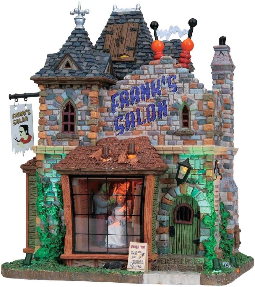 lemax 85662 frank's salon spooky town lighted building, main product view