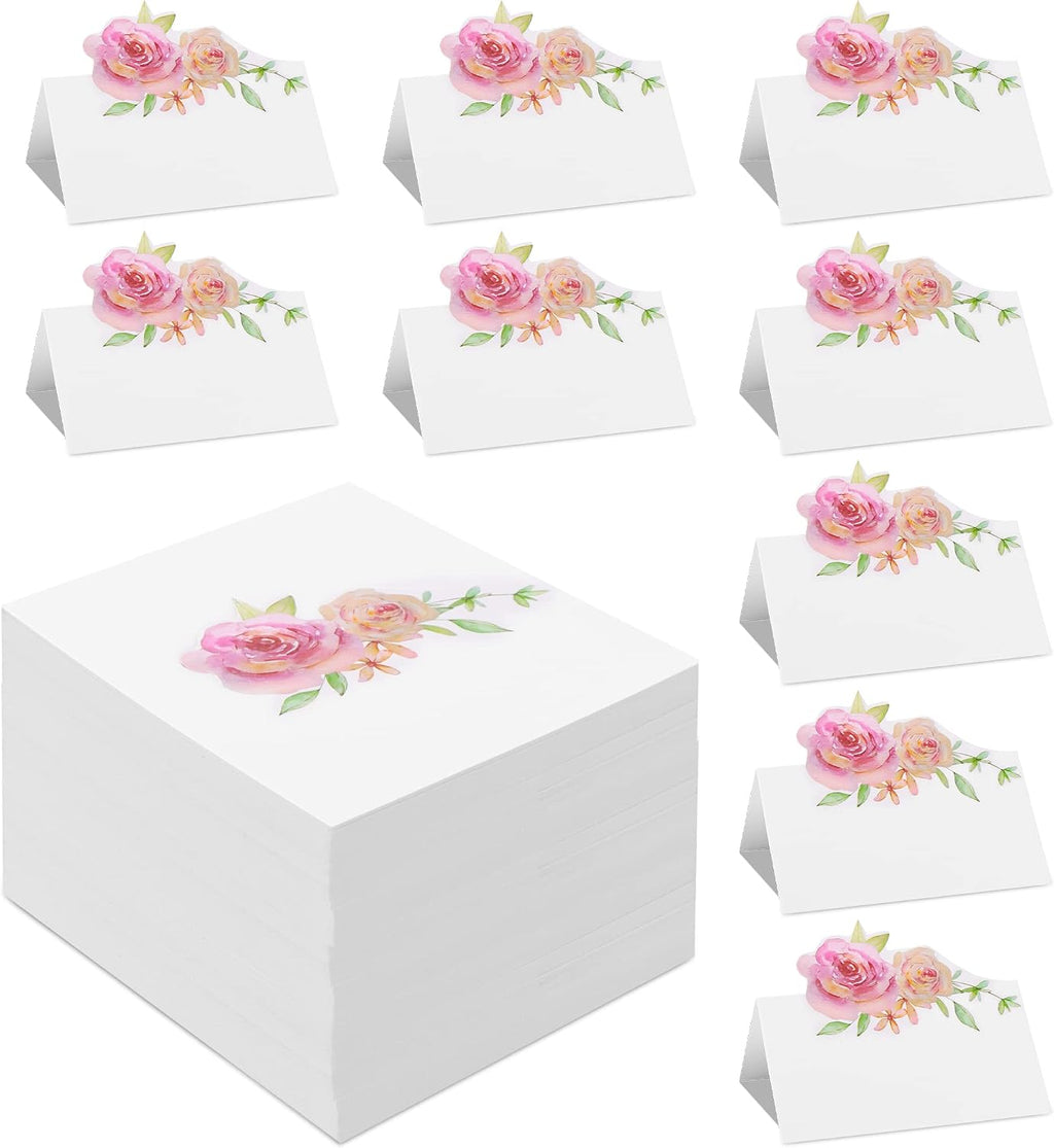 60 Pcs Floral Place Cards for Wedding Small Tent Name Card Table Setting for Banquets Dinner Parties Baby Shower Weddings 3.5 x 2 Inch