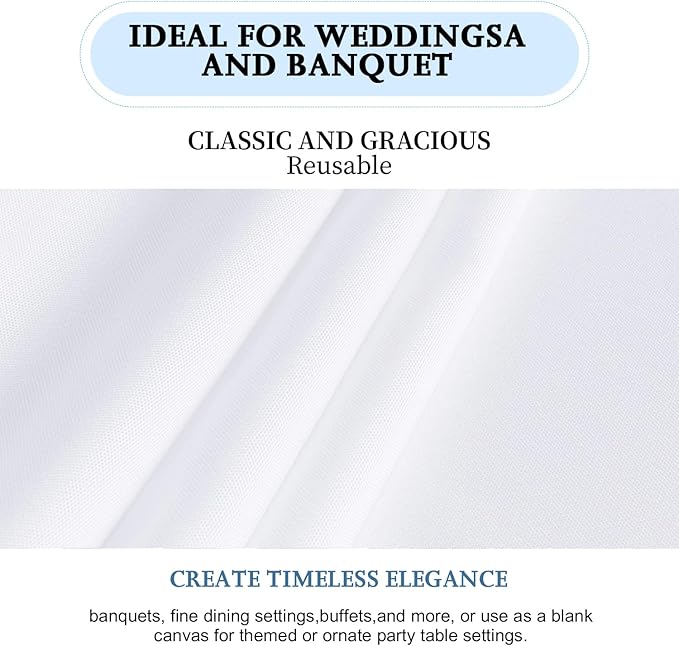 FINDYOU 10 Pack White Table Cloth Rectangle Table 60 x 102 Inch Tablecloths for 6 Foot Rectangle Tables. Stain and Winkle Resistant Polyester Washable White Tablecloths for Parties Wedding Dining