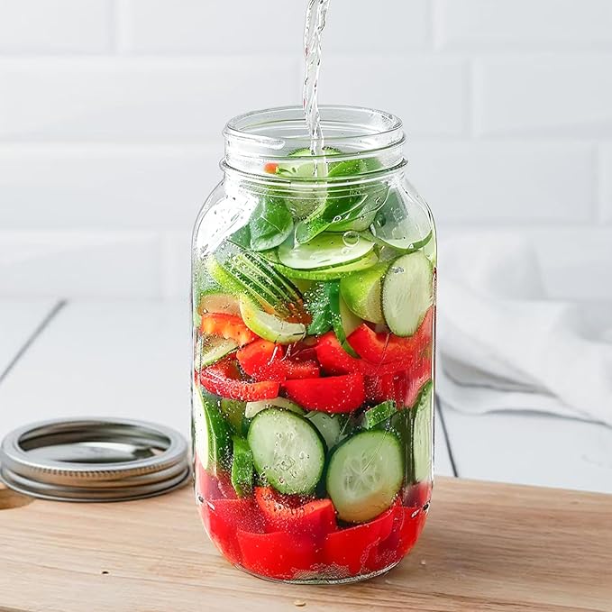 ComSaf Large Mason Jars 64oz Half Gallon 3 Pack, Wide Mouth Mason Jars with Lids and Seal Bands, Glass Canning Jars for Pickling, Jam, Jelly, Salad, Desert, Shower Wedding Favors