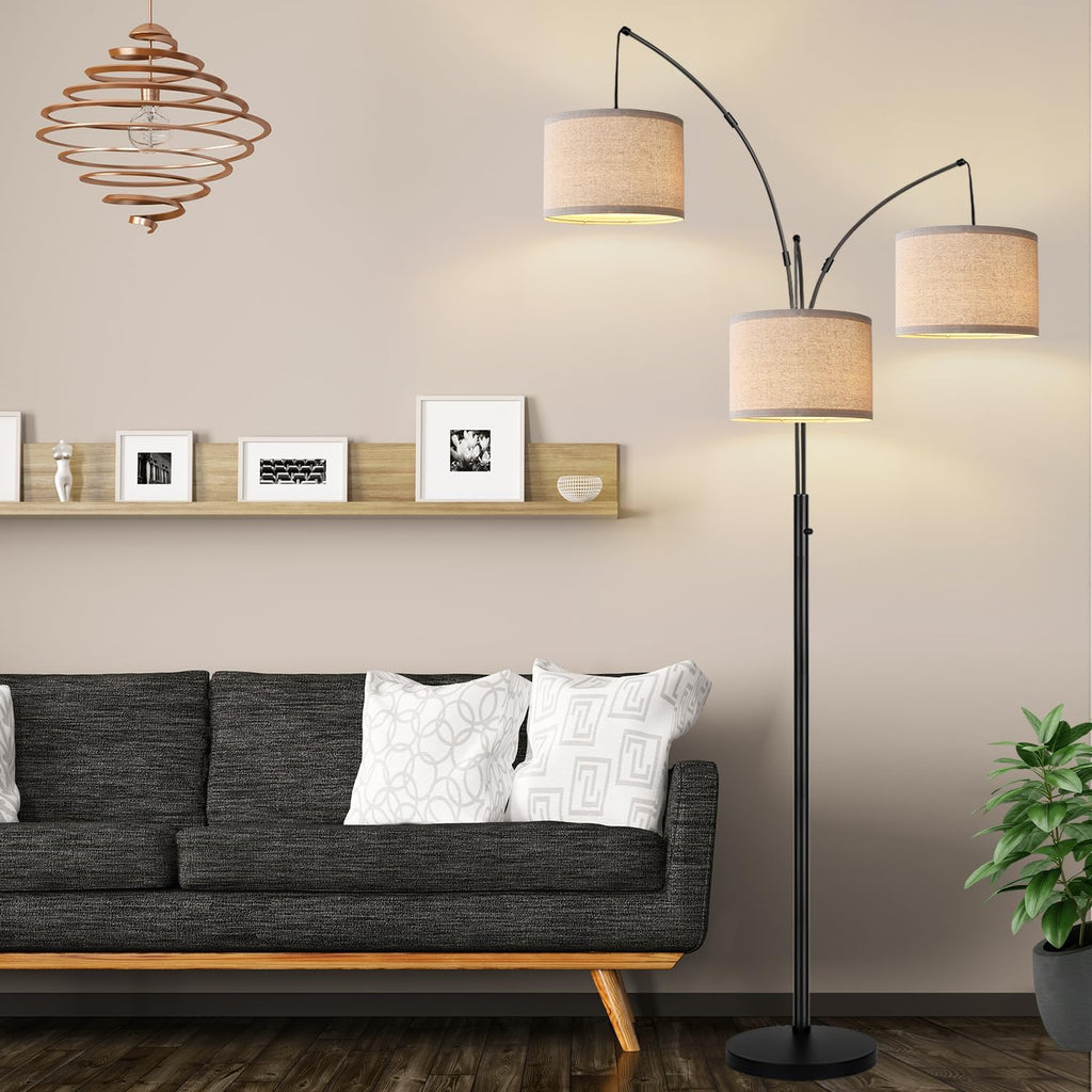 dimmable 3 lights floor lamp - 3000lm super, front angle view