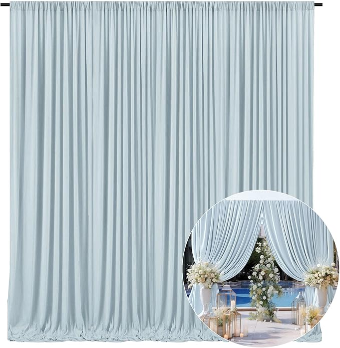10 x 10 Feet Blueish Gray Backdrop Curtain for Partie, Background Curtains for Photoshoot, Birthday, Wedding, Halloween, Thanksgiving, Christmas Day, New Year Party Decorations 5Ft x 10Ft, 2 Panels