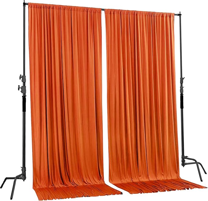 AK TRADING CO. 10 feet x 8 feet Polyester Backdrop Drapes Curtains Panels with Rod Pockets - Wedding Ceremony Party Home Window Decorations - Orange (DRAPE5X8-ORANGE) (Pack of 2)