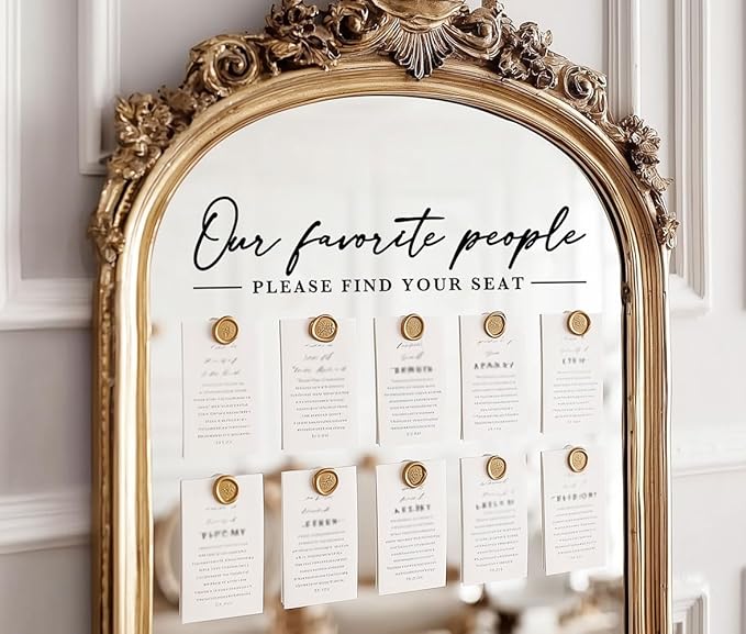 Our Favorite People Decal for Calligraphy Wedding Seating Chart Sign for Vinyl Sign Please Find Your Seat Mirror Vinyl Decal (Black, 20 inches Wide)