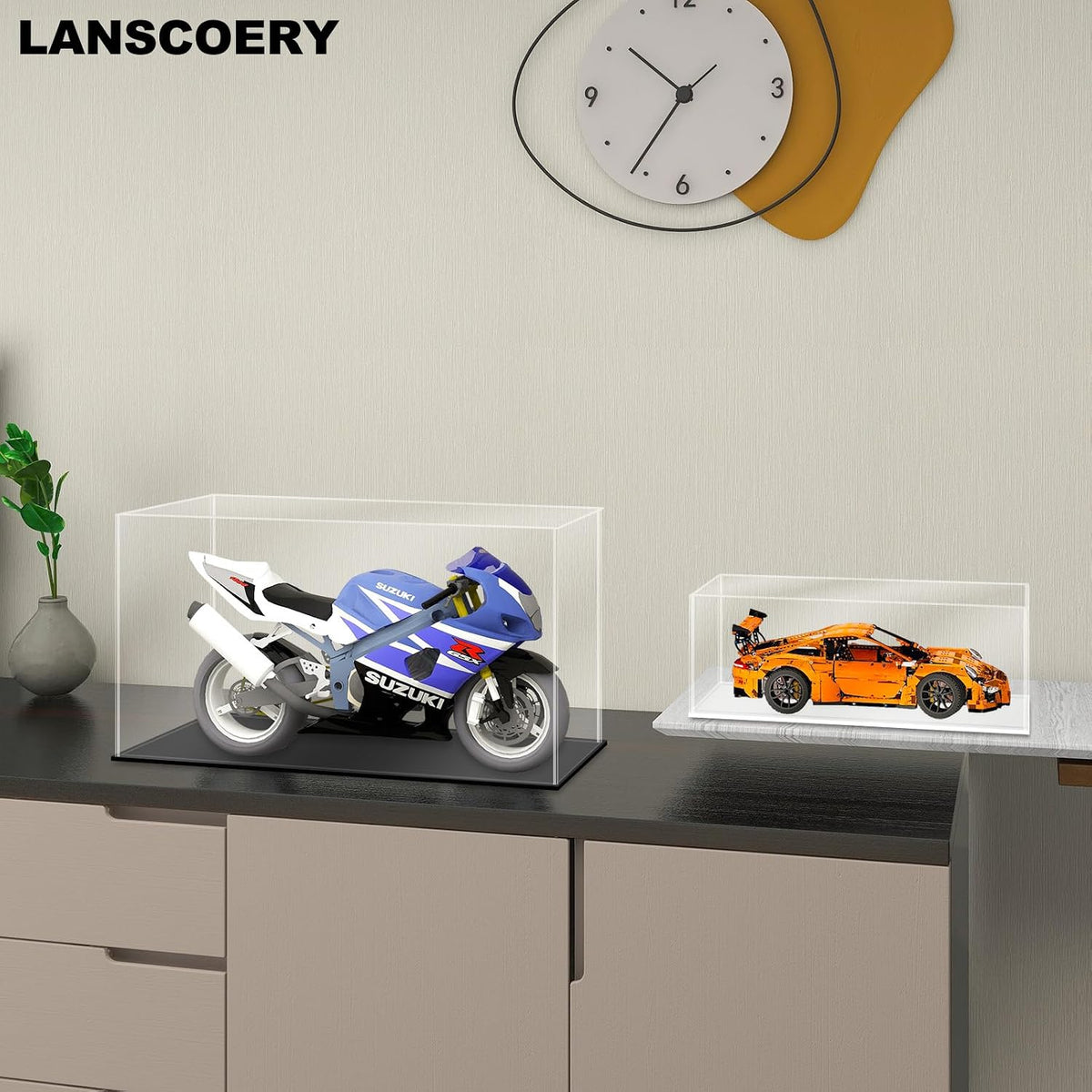 lanscoery acrylic display case for vehicle models, 9.8x5.9x7.9, close-up detail