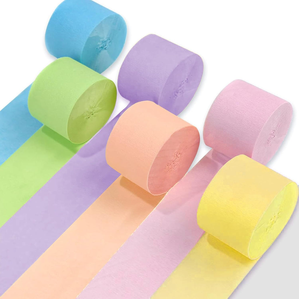 Crepe Paper Streamers 6 Rolls Pastel Rainbow Streamers for Birthday Baby Shower Gender Reveal Wedding Graduation Party Monther's Day Easter Decorations DIY Crafts