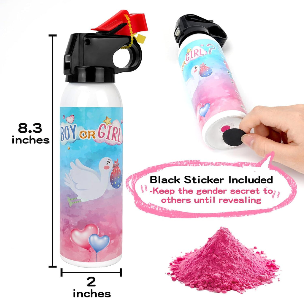 Gender Reveal Fire Extinguisher, 2 Pack Baby Girl Gender Reveal Ideas Party Decor, Biodegragable Gender Reveal Party Supllies (Medium)