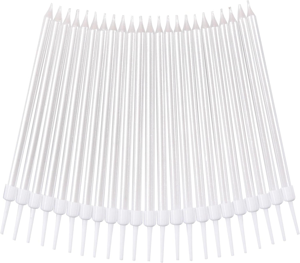 PHD CAKE Pearl White Long Thin Birthday Candles, Cake Candles, Birthday Parties, Wedding Decorations, Party Candles